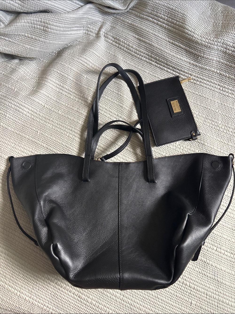 Black Leather Tote Bag Made in Italy